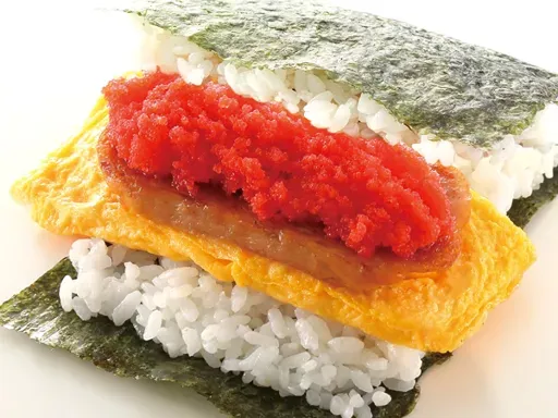 Pork and Egg Onigiri with Mentaiko Seasoned Cod Roe