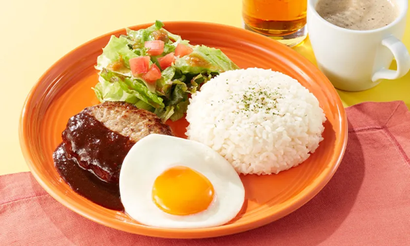 ①目玉焼きハンバーグプレートモーニング（ドリンクバー付き）_.jpg