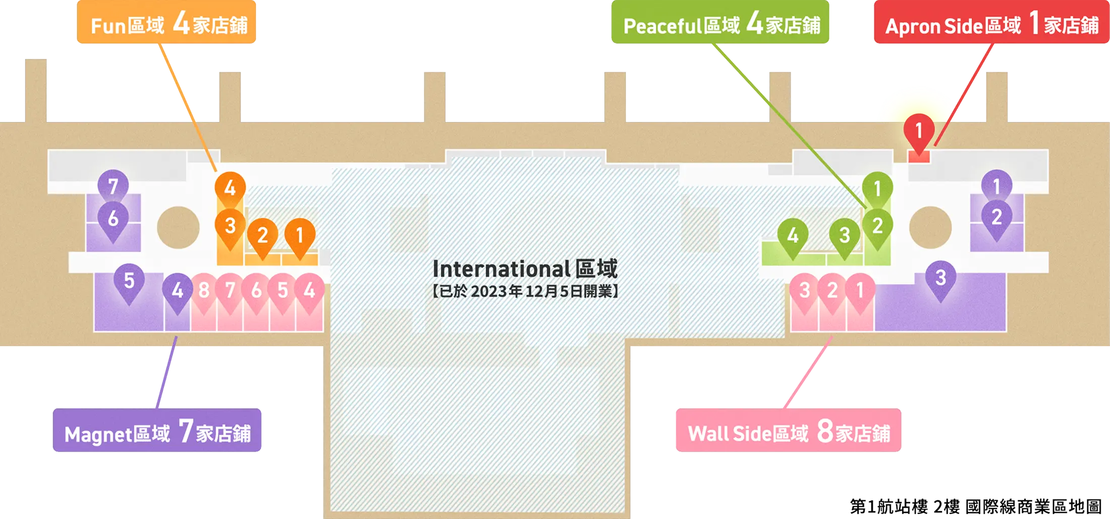 第1航站樓 2樓 國際線商業區地圖
